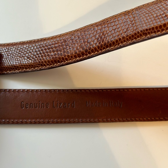 Vintage Genuine Lizard Leather Belt Made in Italy Brown Exotic Skin 1\